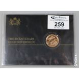 2017 Queen Elizabeth II bicentenary gold sovereign in original card case and clear fitted sleeve.