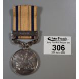 Queen Victoria South Africa medal with clasp dated 1879, awarded to private P Engelbrecht,