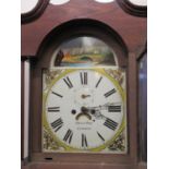 19th century Welsh oak eight day longcase clock by David Rees, Llanarth. Arch painted Roman face