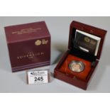 2015 UK Jody Clark gold proof sovereign, fifth portrait- first edition. Royal Mint wooden box with