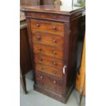 Victorian mahogany Wellington chest, the square moulded top and cornice above a bank of seven