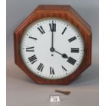 20th century GPO double sided post office clock, with mahogany case, white Roman dials, and single
