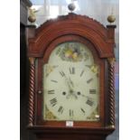 19th century probably Welsh longcase clock, arch painted face with Roman numeral, seconds dial and