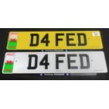 Cherished vehicle registration number D4 FED, (Dyfed), on current V778W retention certificate .