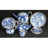 Collection of early 19the century Spode blue and white transfer printed items in the 'Love Chase'