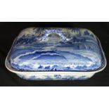 Early 19th century Spode Indian Sporting Series blue and white transfer printed lidded vegetable