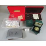 Box of coins to include sterling silver proofs, Isle of Man 100 year anniversary of Tinwald, Isle of