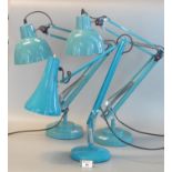 Three similar turquoise ground angle poise lamps. (3) (B.P. 21% + VAT)