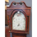Early 19th century oak cased 30 hour longcase clock, having painted face with Arabic numerals and