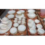 Six trays of Royal Albert 'Memory Lane' tea and dinner ware to include: 12 dinner plates, 14 side