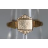 9ct gold signet ring. Ring size M. Approx weight 3 grams. (B.P. 21% + VAT)