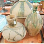 Three Art Pottery vases, two marked G. T. Gower Samuel, (South Wales artist and sculptor),