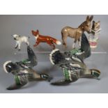 Collection of Beswick animal items to include a graduated set of two teal wall plaques, the