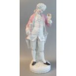 Late 19th/early 20th century German porcelain figure of a gallant. Blue marks to underside 'AR'.