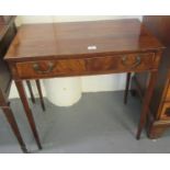 19th century mahogany single drawer side/lamp table on tapering legs. 75 x 44 x 74cm approx. (B.P.