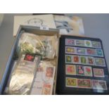 All world selection of stamps on black pages, packets, in shoe box. 1973 R. Wedding in special