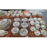 Eight trays of Coalport 'Indian Tree' dinnerware with decorative florally edged rims to include a
