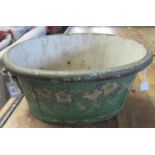 Painted oval shaped two-handled jardinière/planter decorated with trailing vines (probably