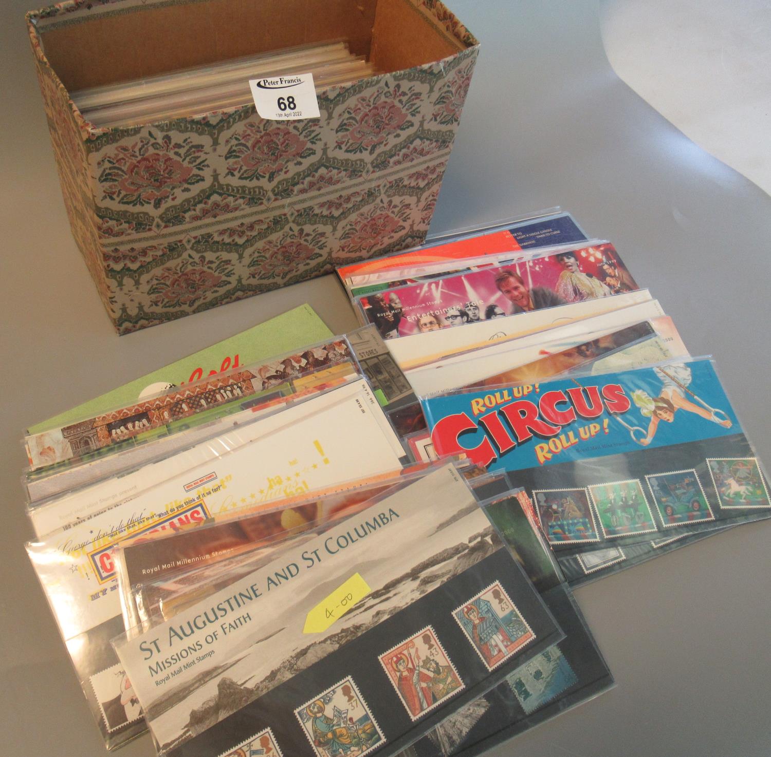 Great Britain selection of stamp presentation packs in small box. Mostly 1990's to 2002 (94