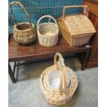 Collection of assorted wicker shopping baskets, picnic baskets, laundry basket, etc. (6) (B.P. 21% +
