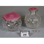 Early 20th century Mappin & Webb silver topped and pink enamel ladies scent bottle of globular form,