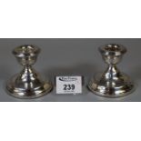 Pair of silver dwarf candlesticks. Birmingham hallmarks. (B.P. 21% + VAT)