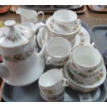 Tray of largely Royal Standard 'Lyndale' part coffee ware to include coffee pot, various cups and