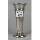 George V silver trumpet vase with loaded base. Marked with initials and dated 1860-1910.