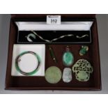 A collection of jade and jade coloured jewellery. (B.P. 21% + VAT)