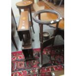 Edwardian mahogany inlaid Sutherland type table, together with a tripod cigarette stand on hoof