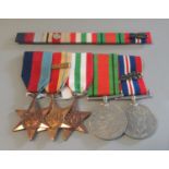 WWII Medal Group to include 39-45 Star, Africa Star with 8th Army Clasp, Italy Star,