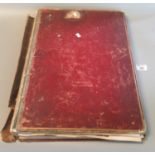 Large Morocco leather bound scrap book containing a collection of British topographical