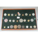 Coin board of approximately 26 commemorative medals to include The Sail Training Association Sir