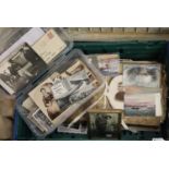 Box of Welsh military interest (Swansea) to include old envelope fronts with stamps, ruins of Y-