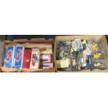 Two boxes of assorted Diecast model vehicles appearing all in original boxes to include Corgi Fire