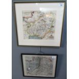 Christopher Saxton & William Kip ,"Caermardi", Carmarthen, Hand coloured original map, 27.5 x 32.5cm