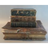 Victorian leather bound Cart de Visite album containing various cards, in distressed condition.