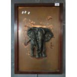 Metal relief panel of an African Bull Elephant. 57x38 cm approx. (B.P. 21% + VAT)