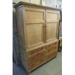 19th century pine two-stage press cupboard. 150 x 51 x 190cm approx. (B.P. 21% + VAT)