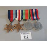 WWII Medal Group to include 1939-45 Star, France and Germany Star, War Medal and Defence medal. Un-