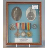 WWI Welsh Regiment Medal Trio to include 14-15 Star War Medal, Victory Medal, cap badge, services