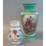 Poole Pottery hand painted floral vase, together with a late 19th/early 20th century porcelain