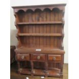 Modern pine miniature rack-back pot board dresser. (B.P. 21% + VAT)