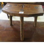 Rustic stained milking stool with initials I.B. (B.P. 21% + VAT)