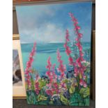 Hazel Morris (Welsh Contemporary), "Foxgloves", signed and dated, oils on linen 76x51. (B.P. 21% +