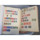 Plastic box with all world collection of stamps in albums, on pages, in packets, plus various