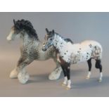 Royal Doulton china study of a horse, together with a Beswick rocking horse grey study of a stallion