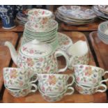 Tray of Minton 'Haddon Hall' tea ware to include: six tea cups and saucers, six side plates,