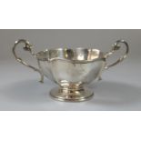 20th century silver two-handled pedestal bowl. Birmingham hallmarks. 3.95oz troy approx. (B.P. 21% +