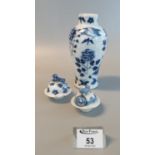 Chinese porcelain crackle glaze blue and white baluster vase and cover, decorated with birds and